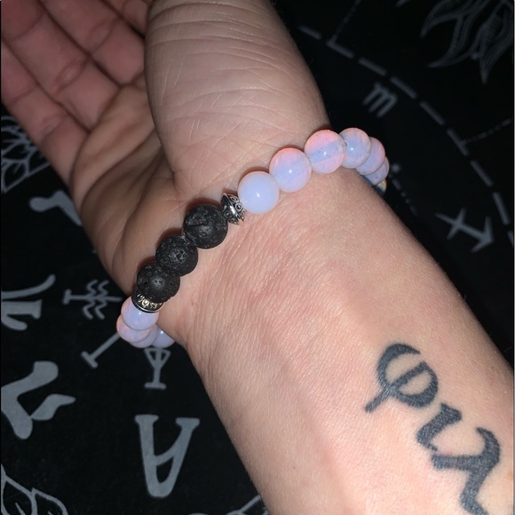 New✋🏼made AAAAA Pink Opal Natural 💎Stone Stretch Bracelet w Zircon Rondell’s - Picture 7 of 14